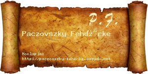 Paczovszky Fehérke névjegykártya